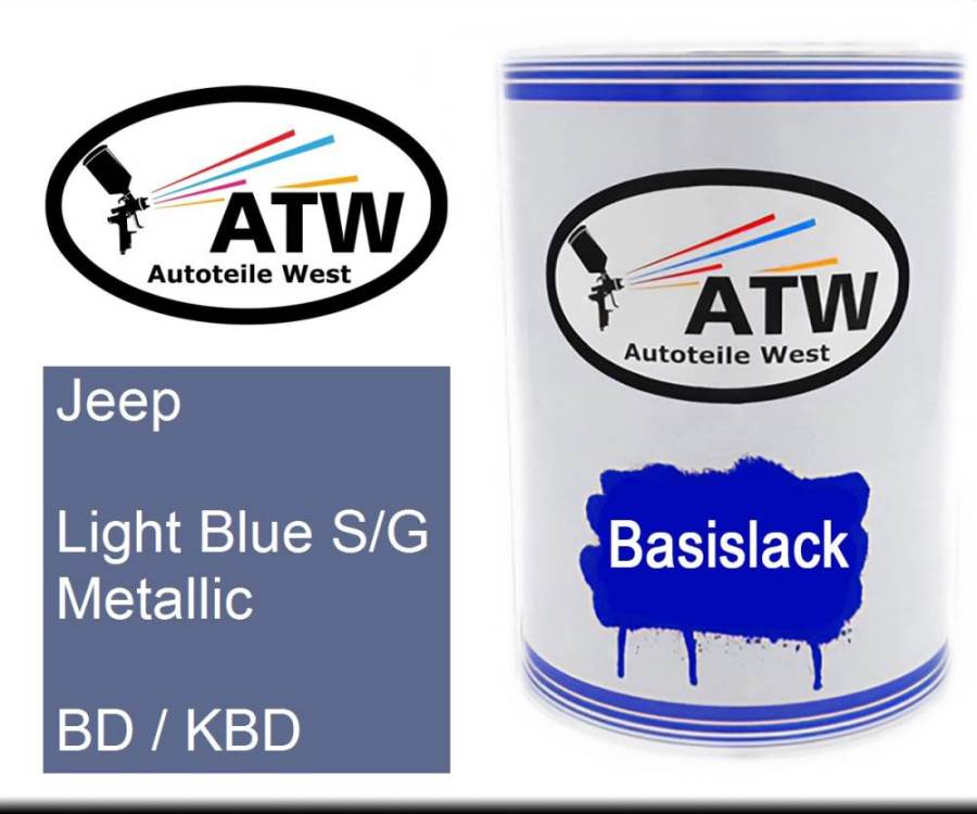 Jeep, Light Blue S/G Metallic, BD / KBD: 500ml Lackdose, von ATW Autoteile West.